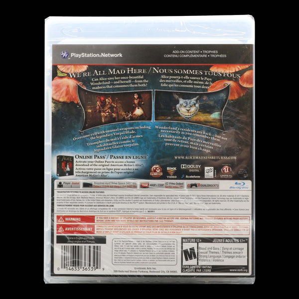 Alice Madness Returns Sony Playstation 3 PS3 Game New Sealed InSpireVideoGames