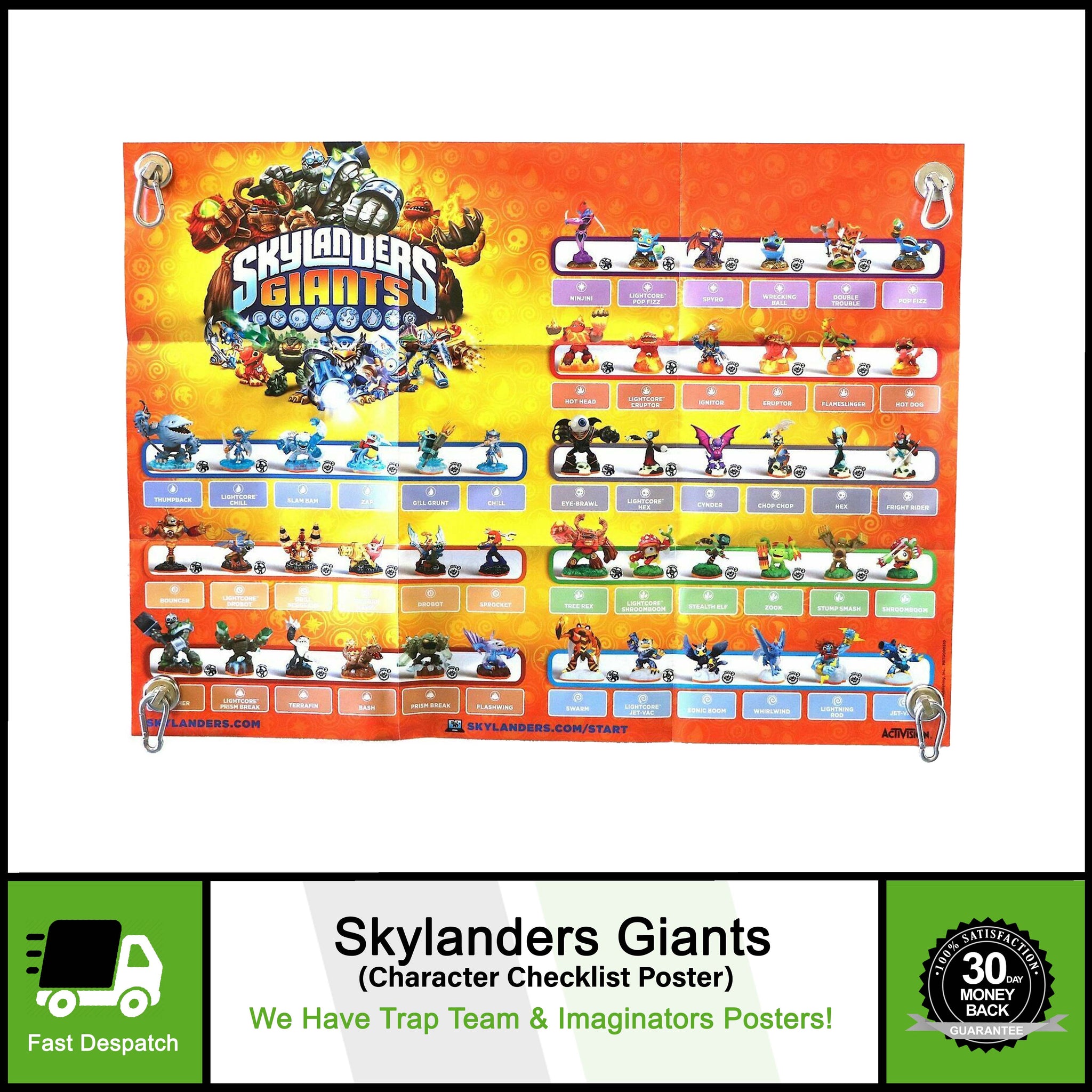 Skylanders Giants | Figure Character Checklist | Game Poster | New