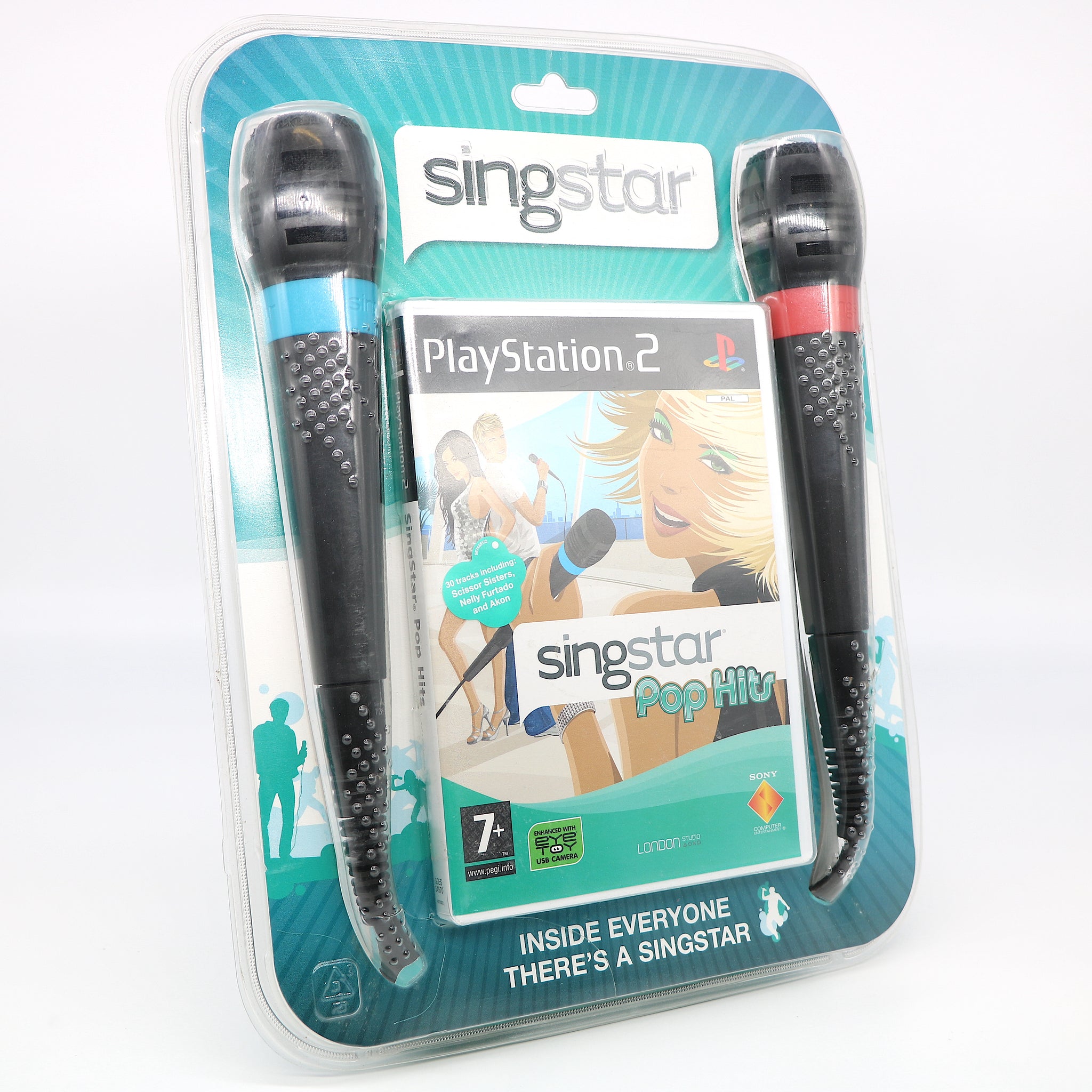 Singstar Pop Hits Bundle 2x Microphones | Sony Playstation 2 PS2 Game | New!!