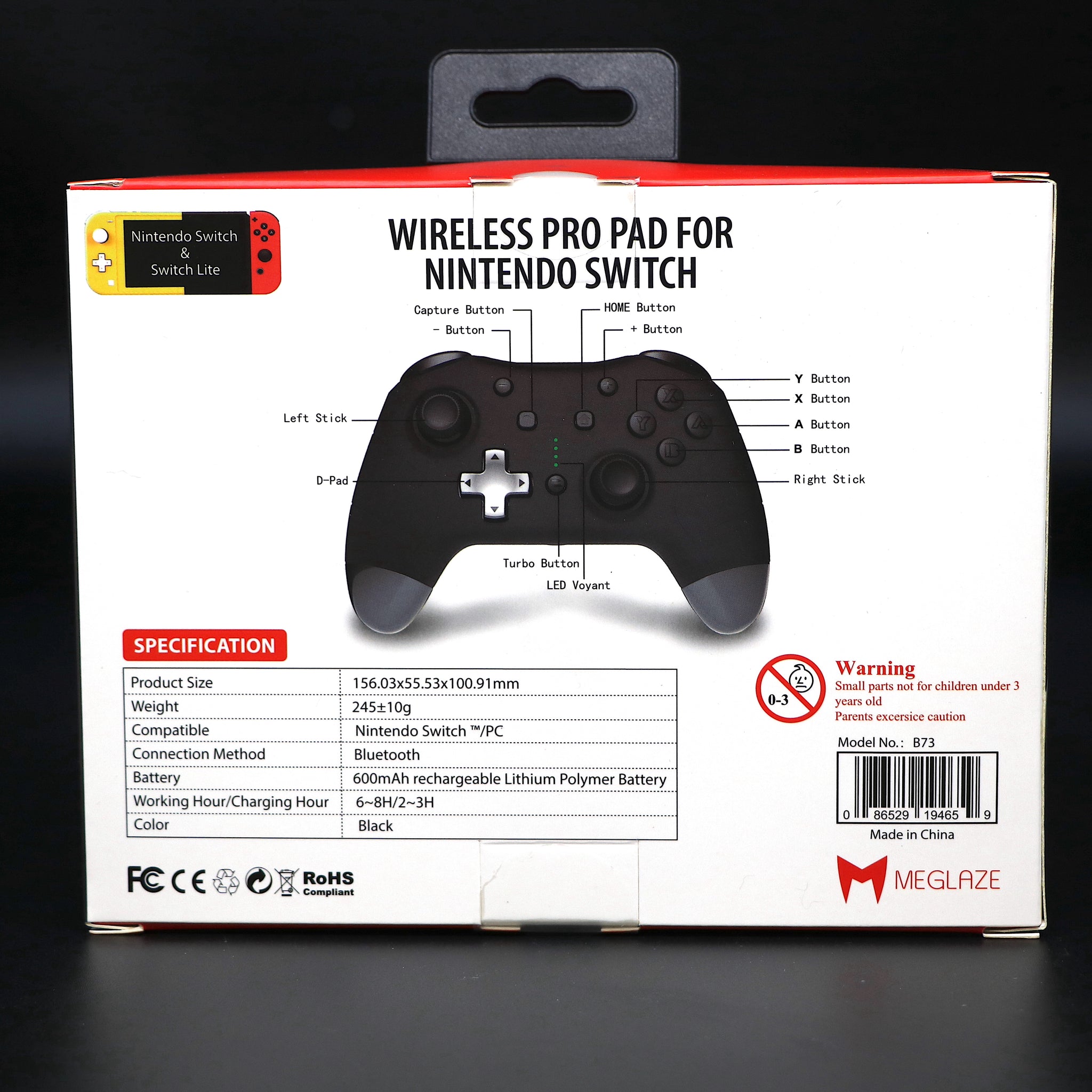 Wireless Nintendo Switch Controller Pro Pad or Mini Pro - Meglaze - New In Box