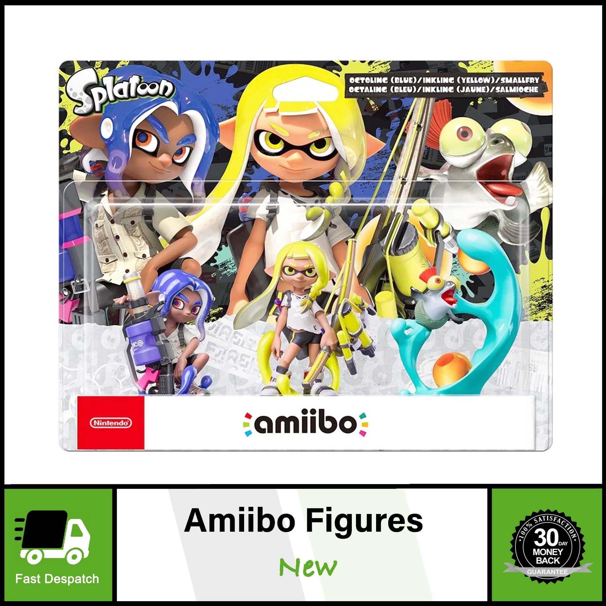 Amiibo 3 Figures Octoling Blue Inkling Yellow Smallfry Splatoon Nintendo | New