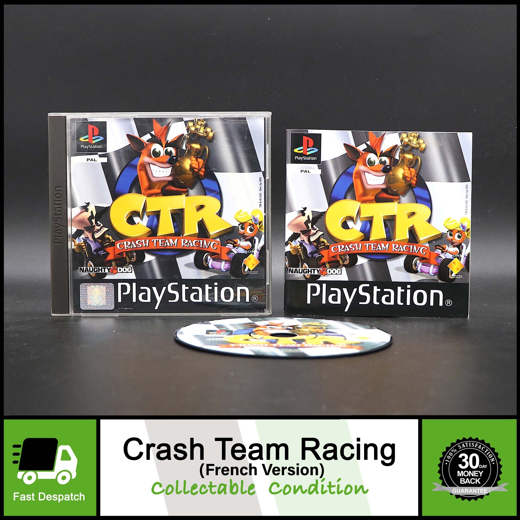 Crash Bandicoot - Crash Team Racing CTR (French Version) PS1 Game - Collectable!