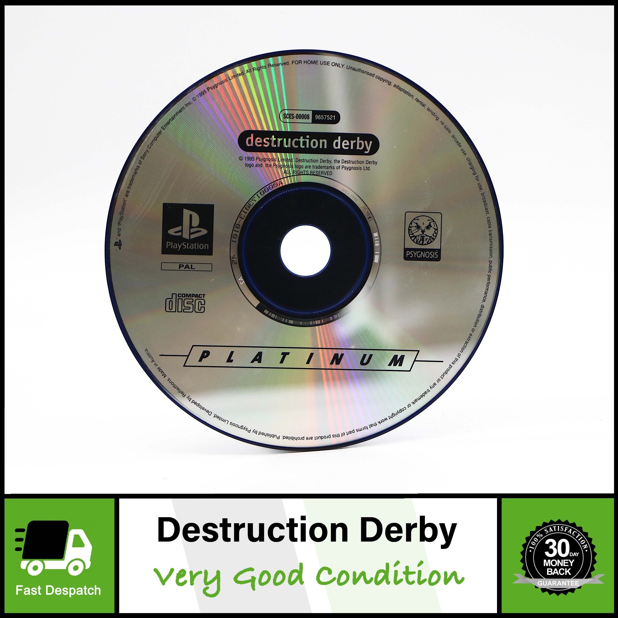 Destruction Derby | Platinum | Sony Playstation PSONE PS1 Game | Disc Only