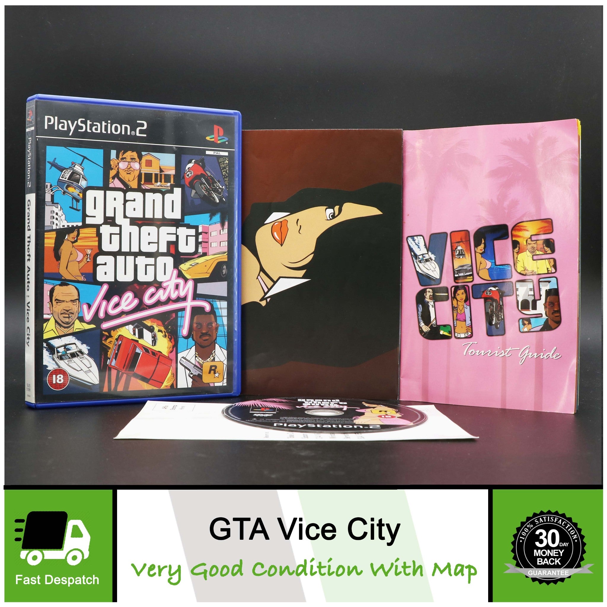 Grand Theft Auto Vice City (GTA) With Map | Sony PS2 Game | VGC!