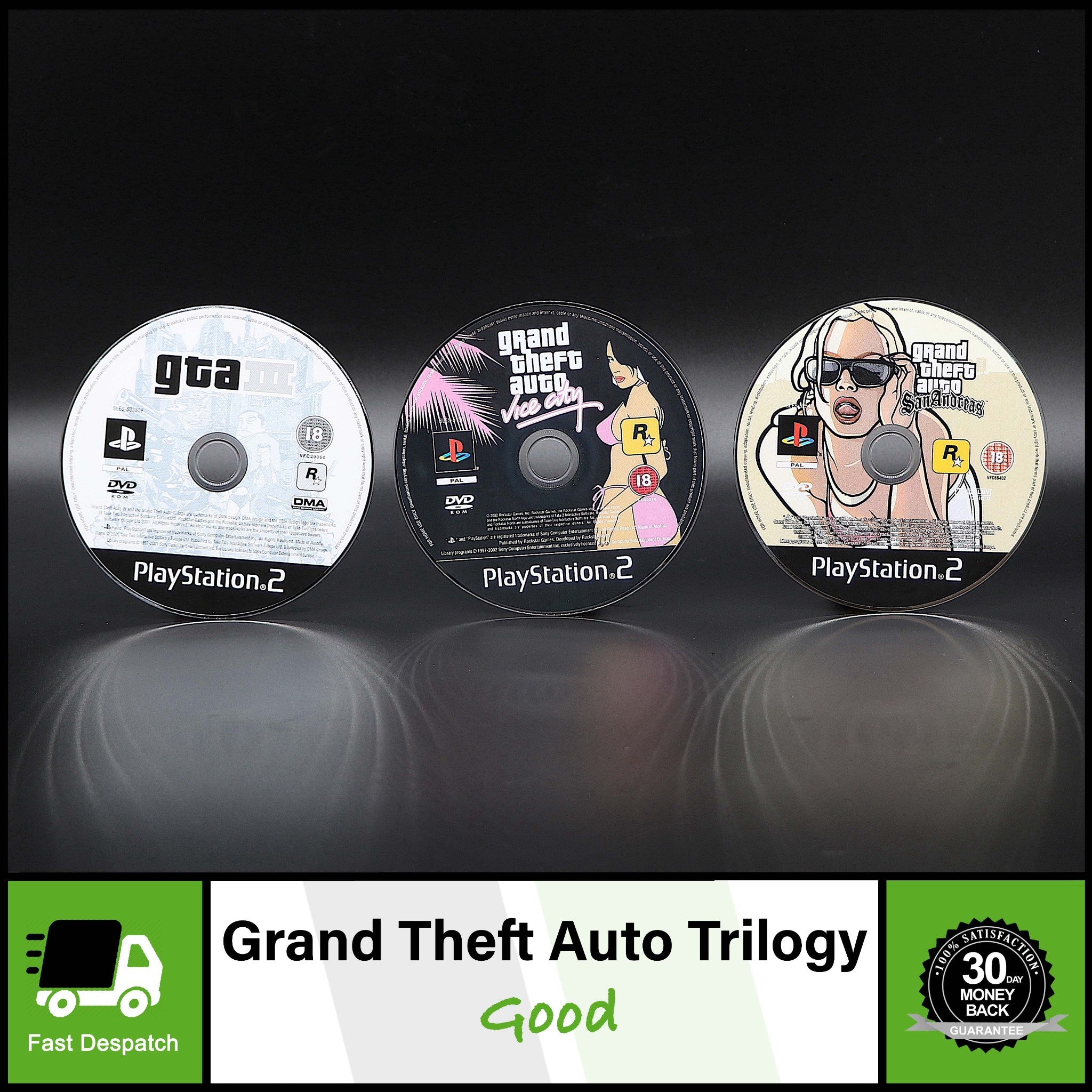 Grand Theft Auto GTA III San Andreas Vice City | Sony PS2 Game | Discs Only