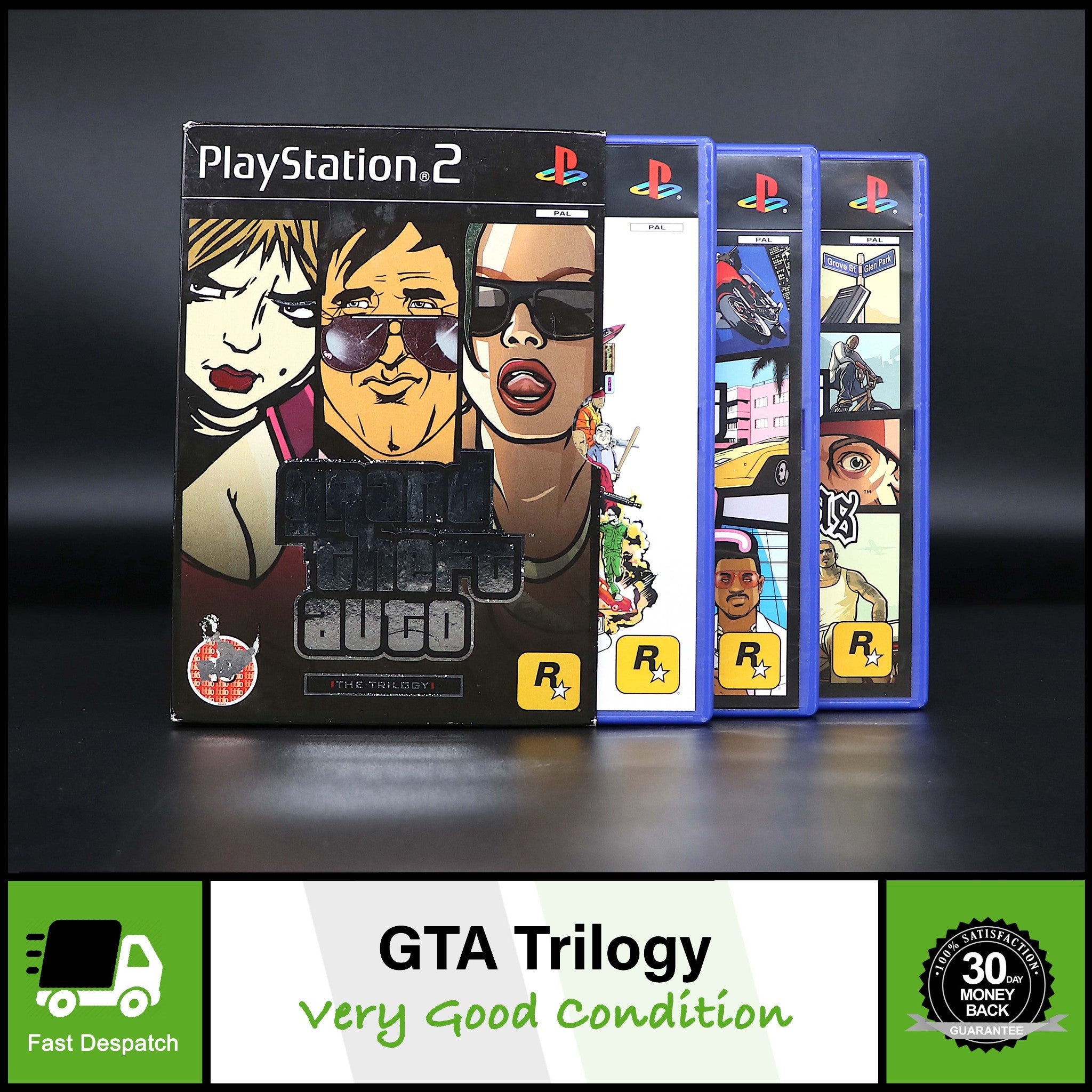 Grand Theft Auto Trilogy - III Vice City San Andreas Maps - Sony PS2 Game - VGC