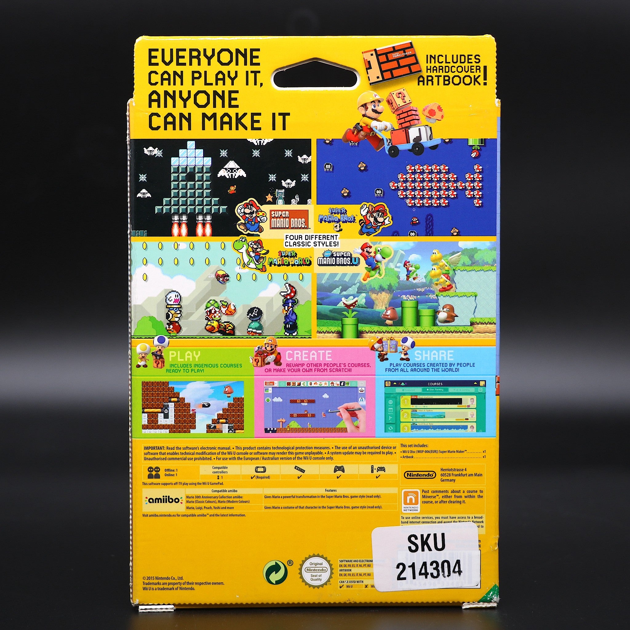 Super Mario Maker | Includes Hardback Art Book | Nintendo Wii U Game | New