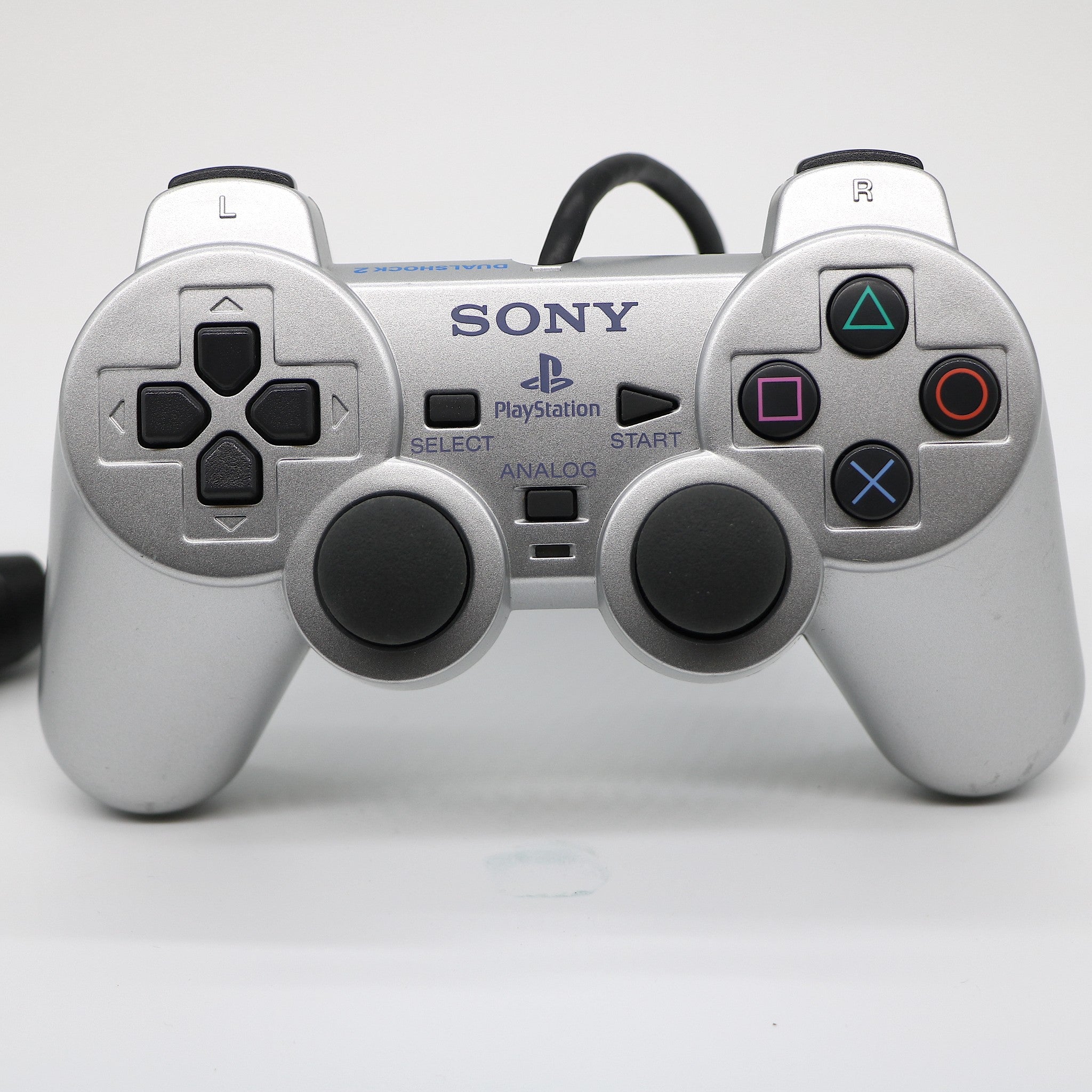 Official Sony Satin Silver Dualshock 2 Controller Control Pad for PS2 | VGC