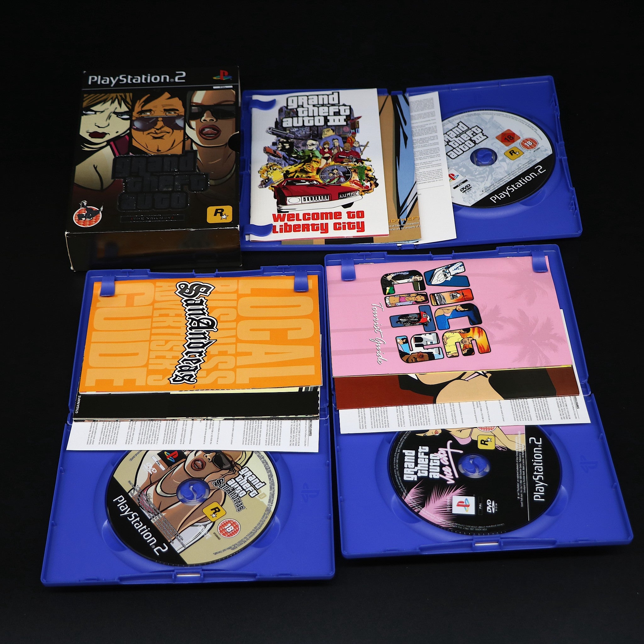 Grand Theft Auto Trilogy - III Vice City San Andreas Maps - Sony PS2 Game - VGC