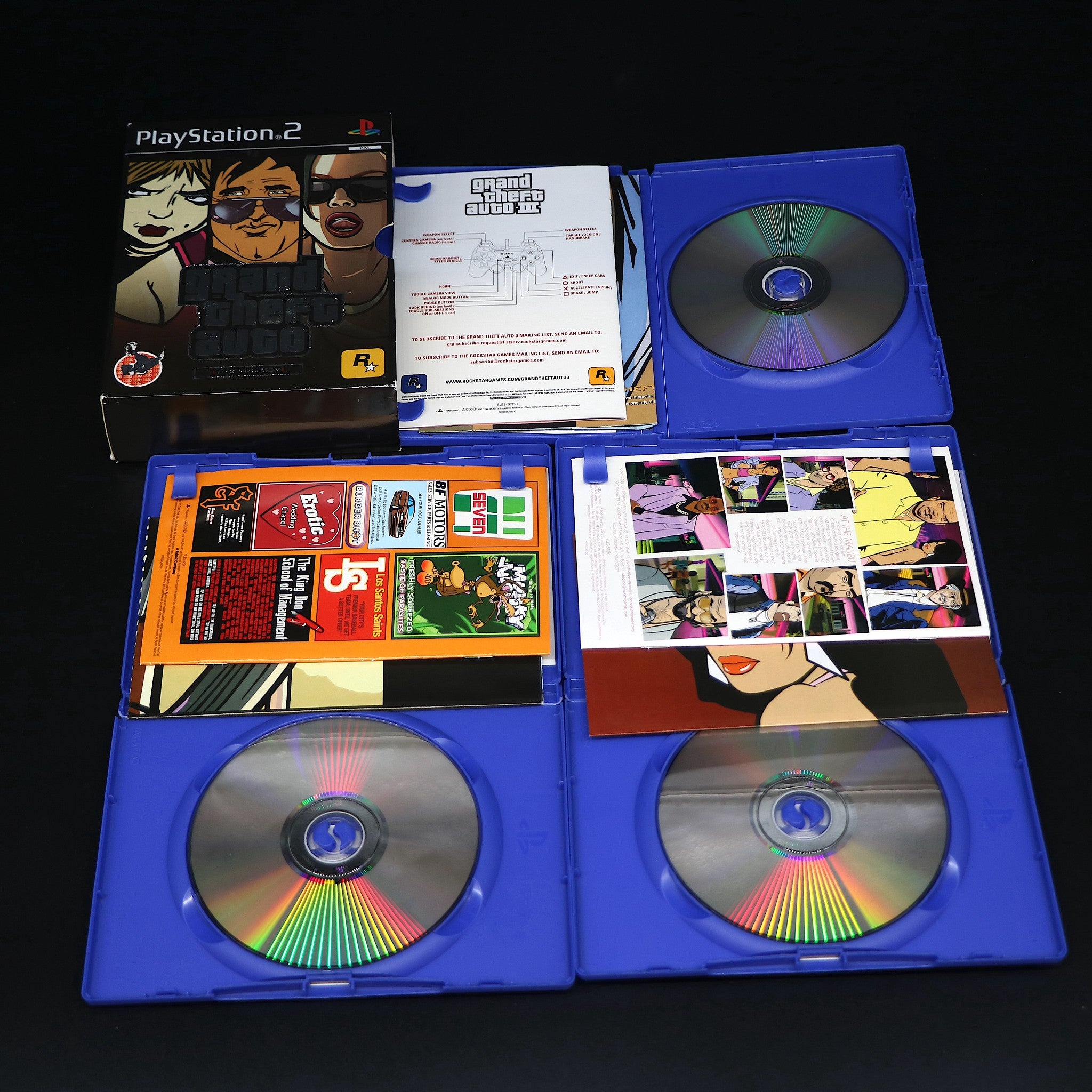 Grand Theft Auto Trilogy - III Vice City San Andreas Maps - Sony PS2 Game - VGC