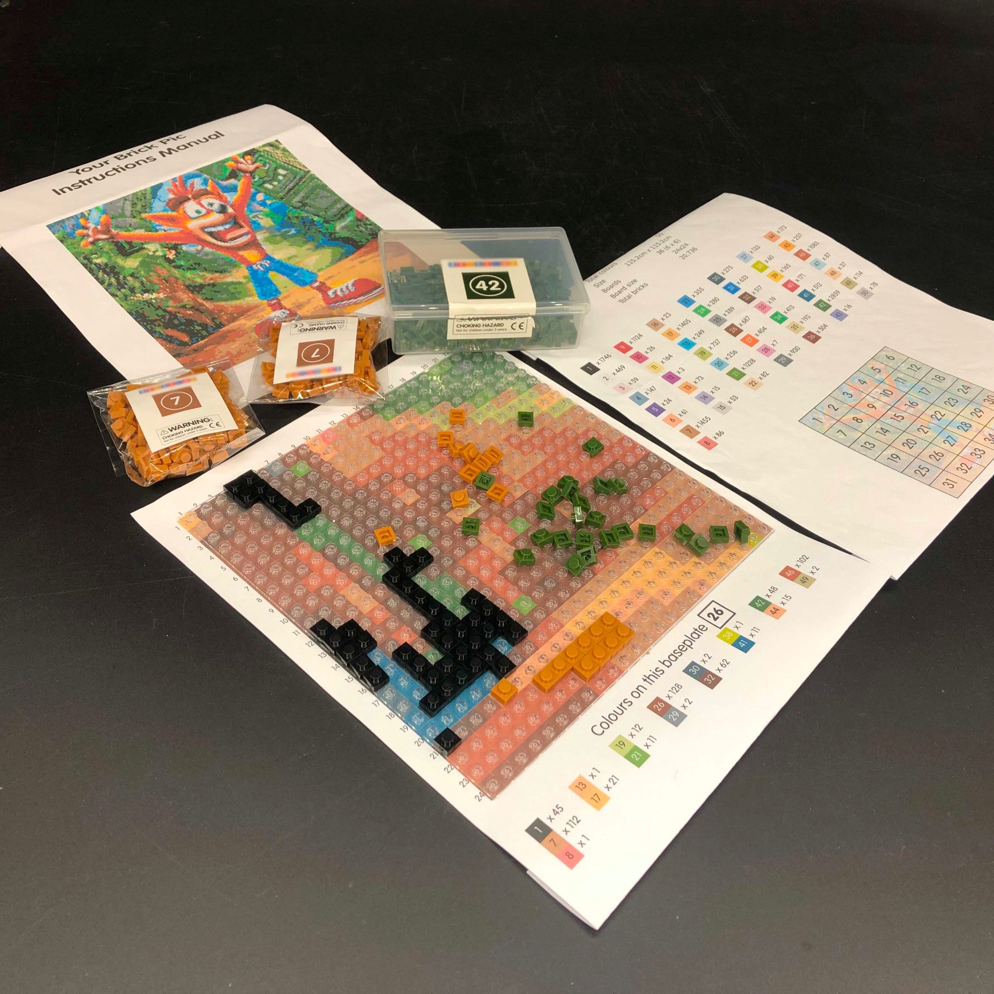 Crash Bandicoot Large Brick Mosaic | Custom Design Wall Art | 20736 Plate Pieces
