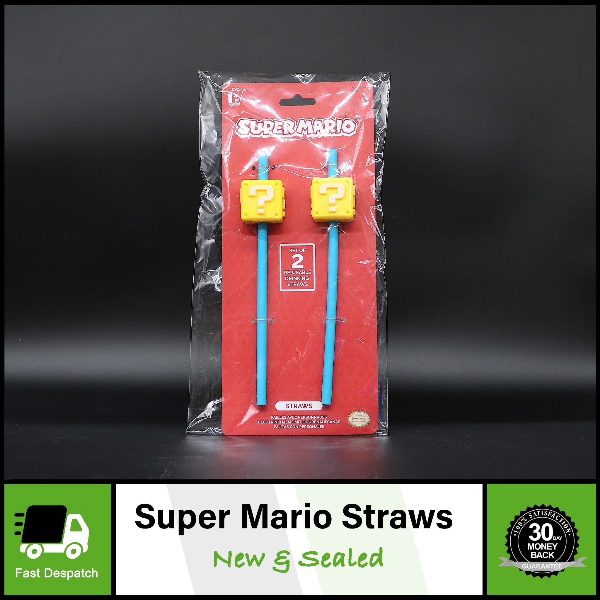 Super Mario Drinking Straws | Nintendo Mark ? Question Block | Reuseable | New