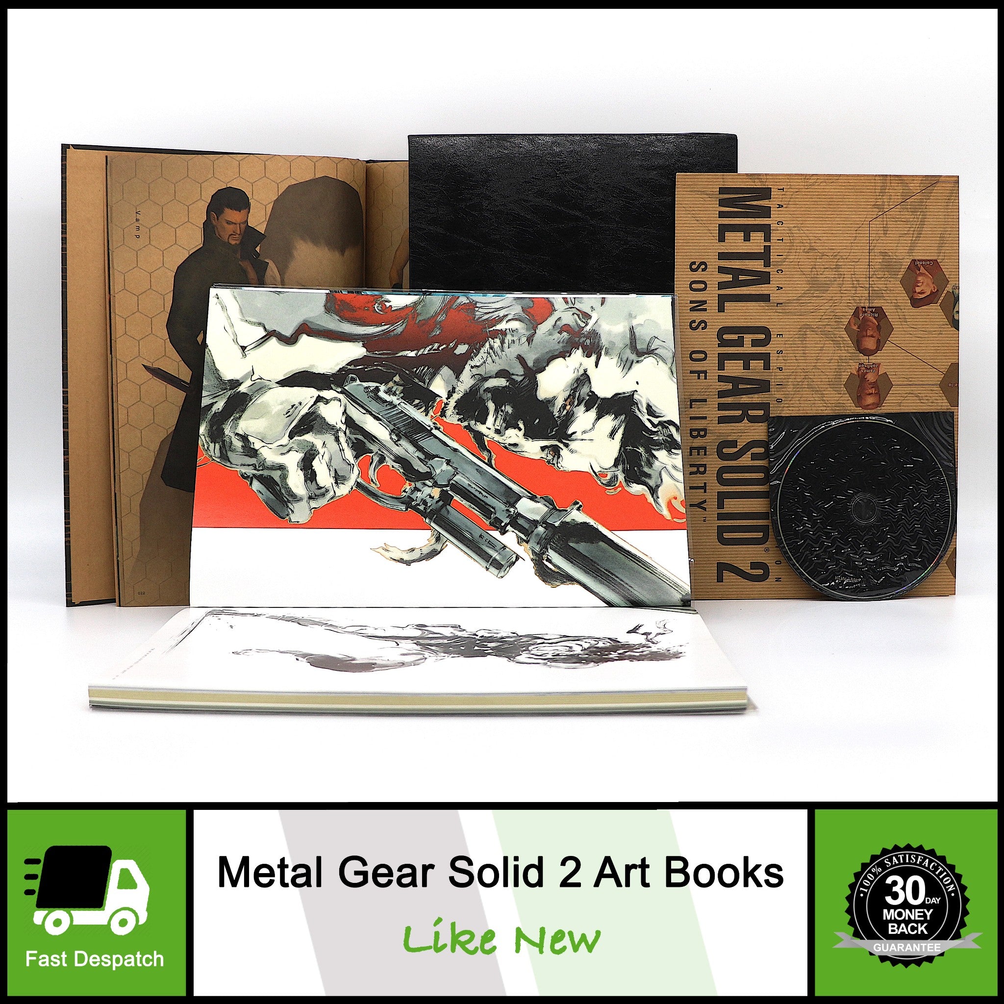 Metal Gear Solid 2 Yoji Shinkawa Konami Style Art Books With Poster & DVD - New!