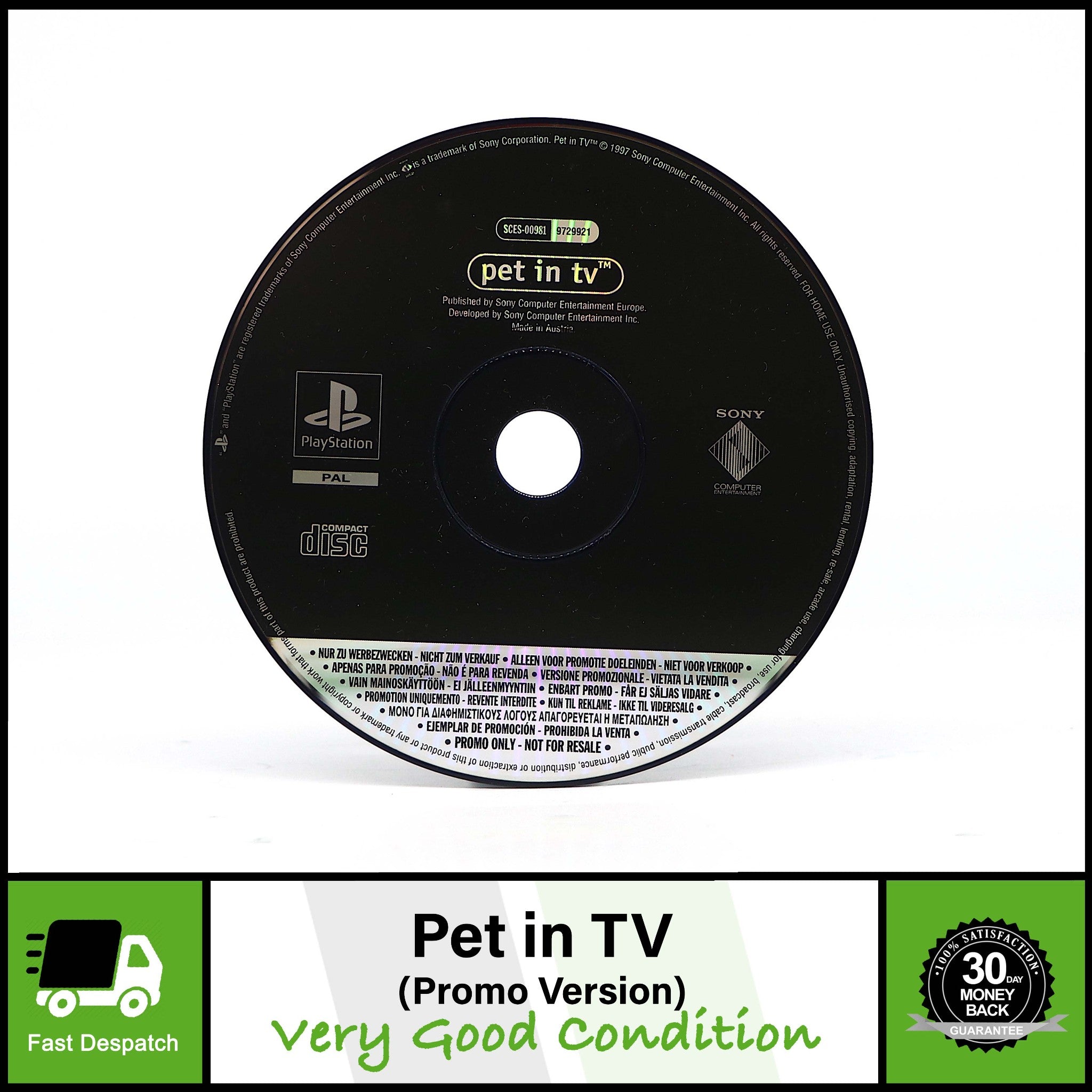 Pet in TV | Sony PS1 PlayStation Game | Promo Version | Very Good Condition