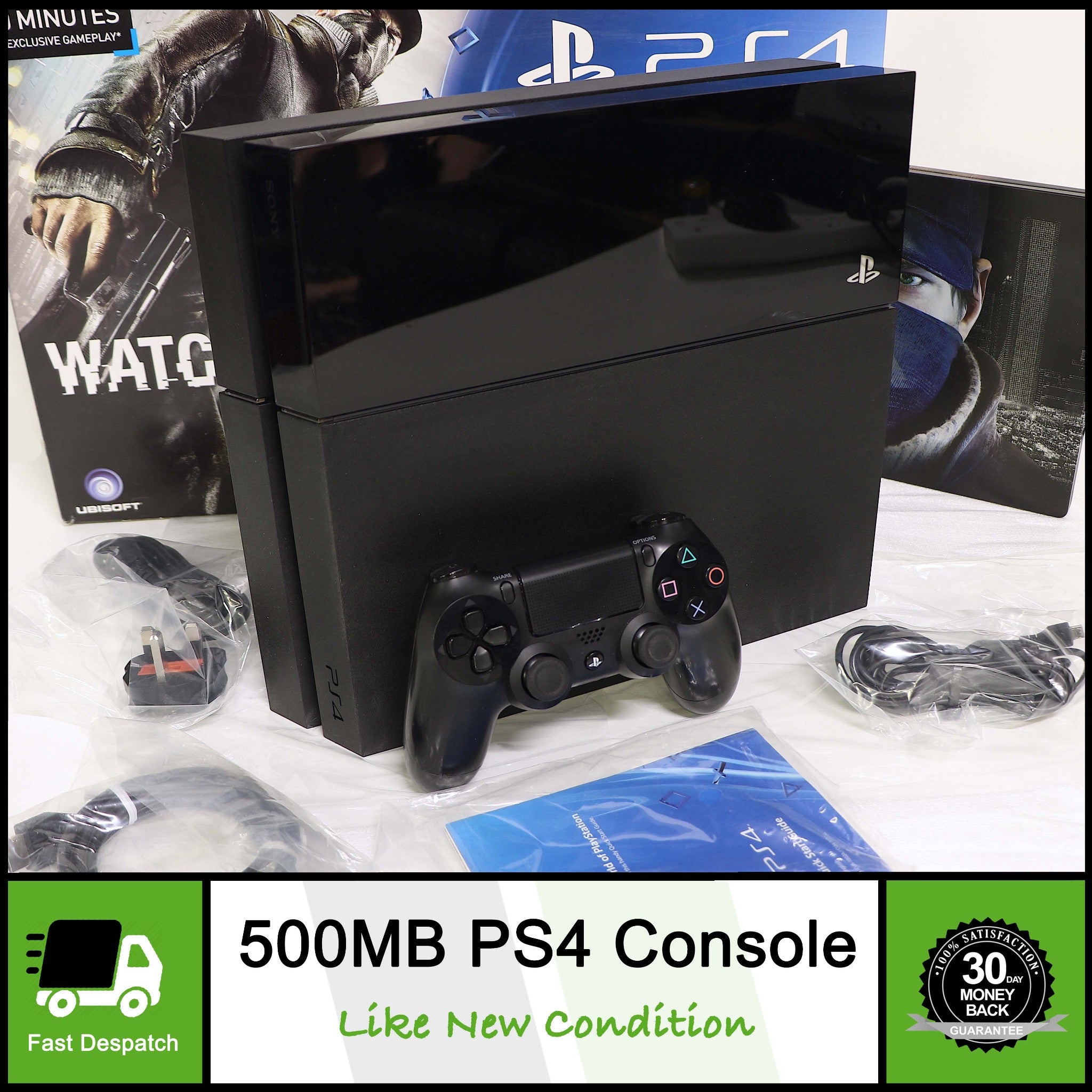 500GB Black PS4 Console | Watch Dogs Limited Edition With Steelbook | Mint!!