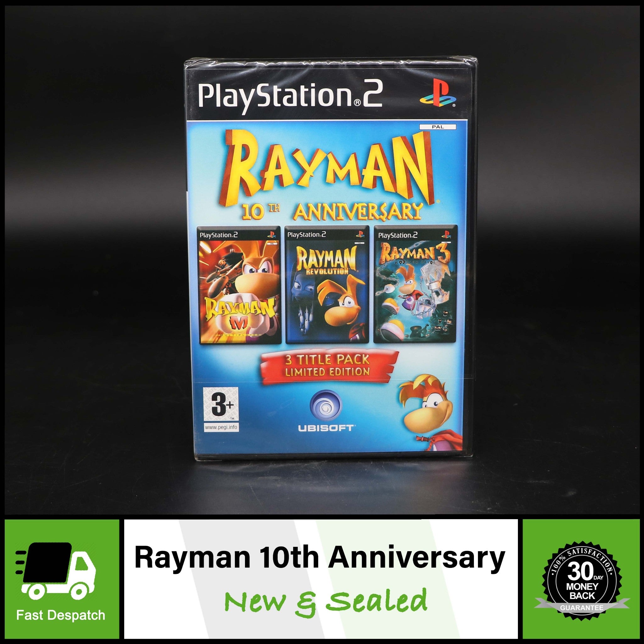 Rayman 10th Anniversary Limited Edition 3 Title Pack PS2 Game | New & Sealed