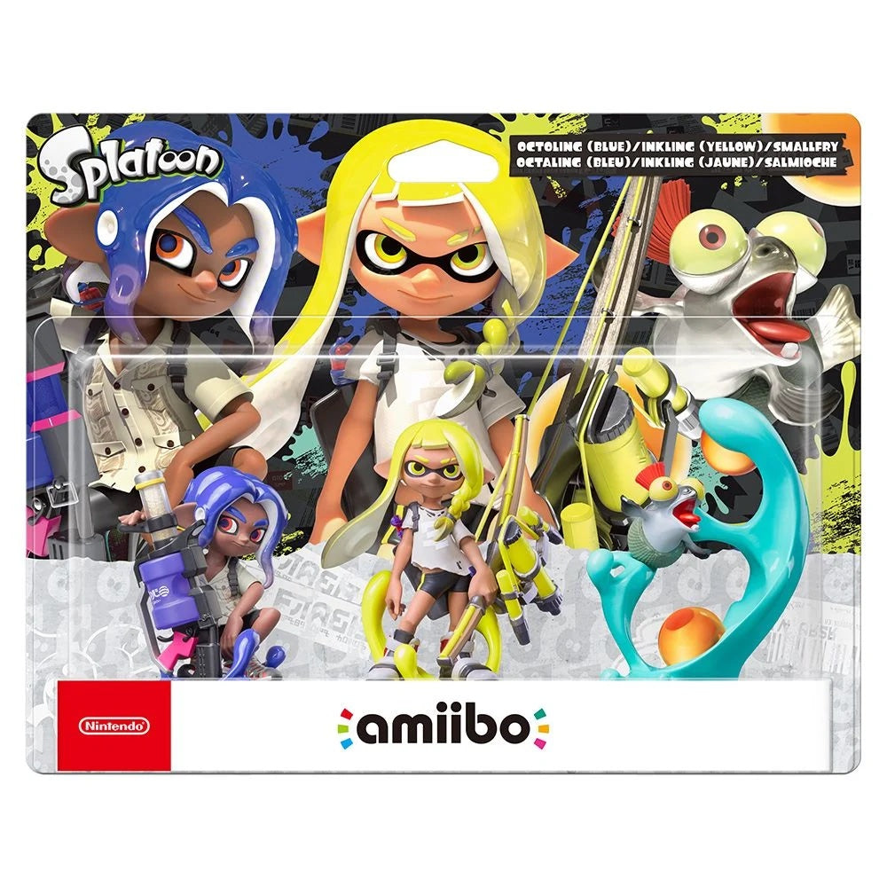 Amiibo 3 Figures Octoling Blue Inkling Yellow Smallfry Splatoon Nintendo | New