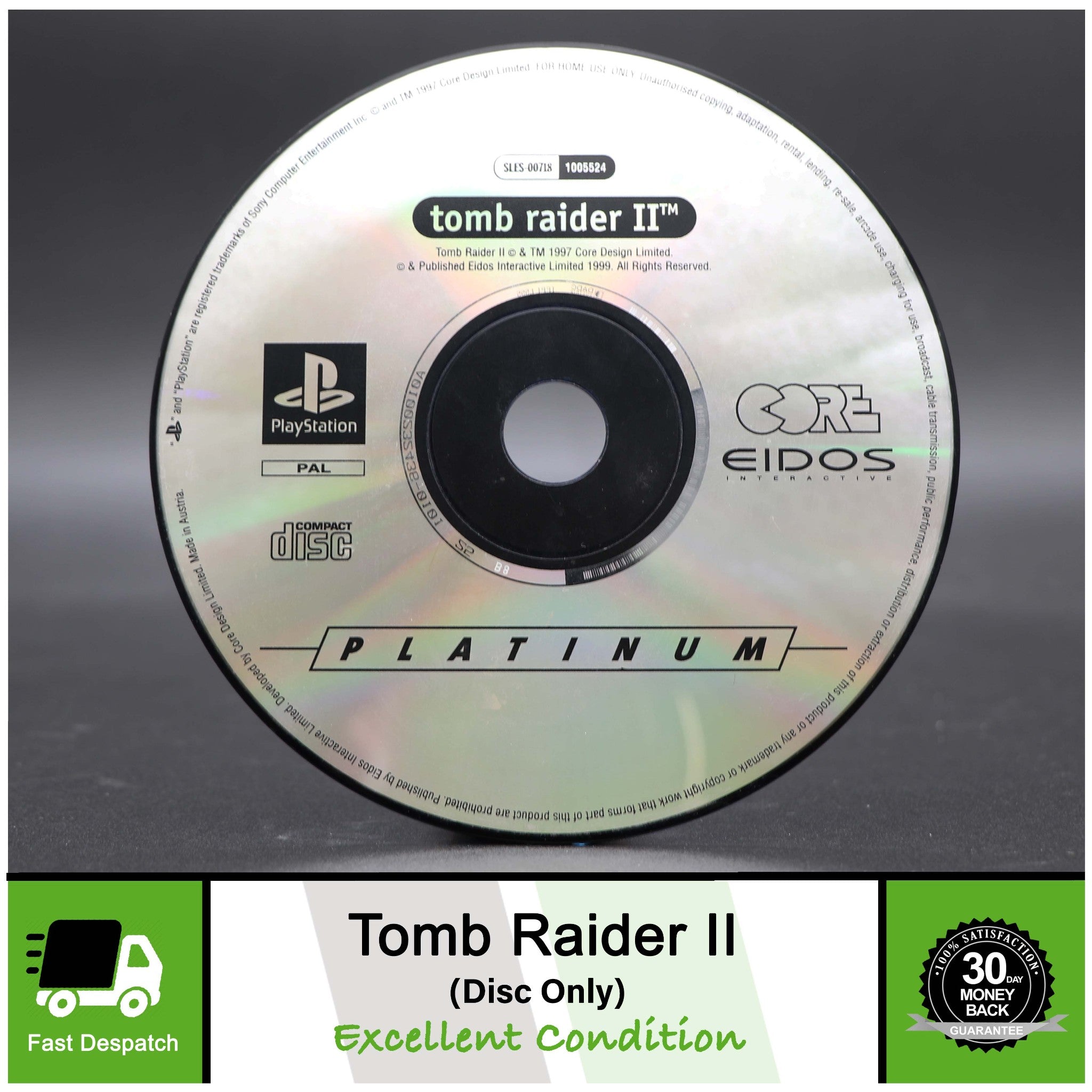 Tomb Raider II (2) | Starring Lara Croft Sony Playstation PS1 Game | Disc Only!