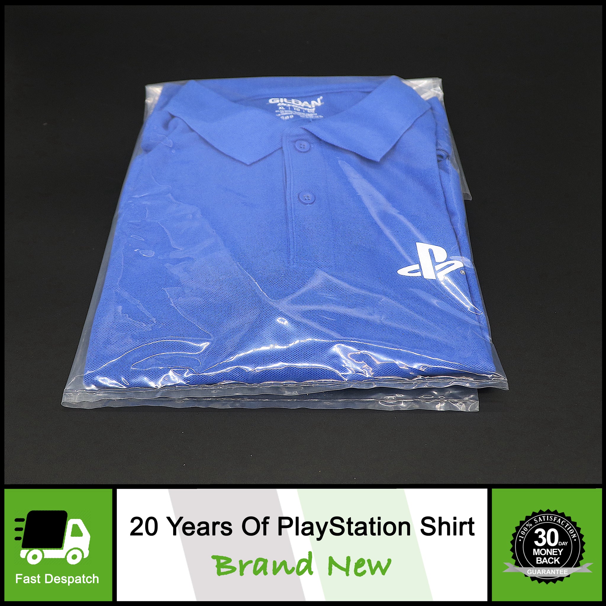 UEFA Champions League 20 Years of Playstation Promo Polo Shirt Top Blue XL