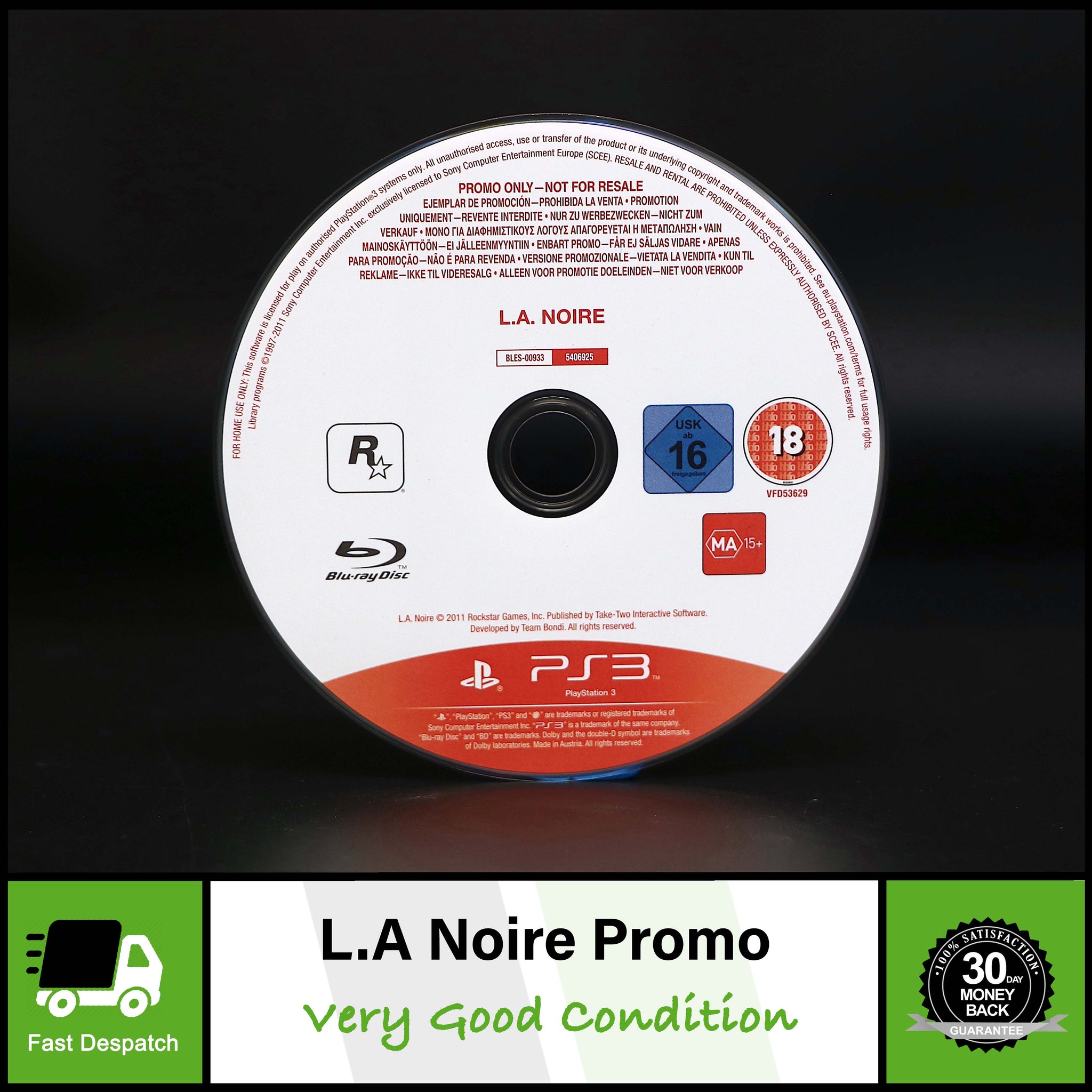 LA Noire | Promo Version | Sony PS3 Game Rockstar | Collectable Condition!