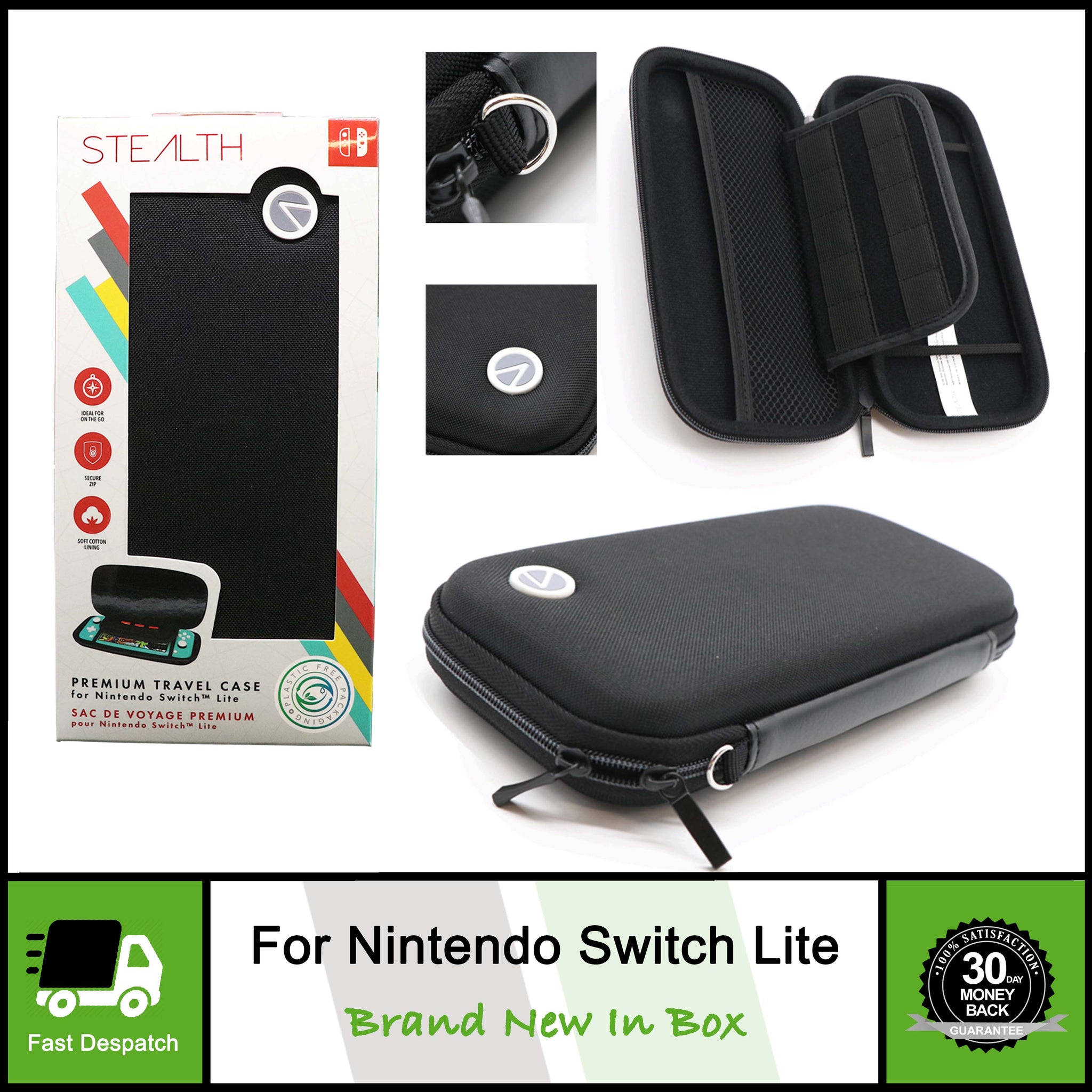 Black Protective Hard Travel Carry Case Cover For Nintendo Switch Lite Console