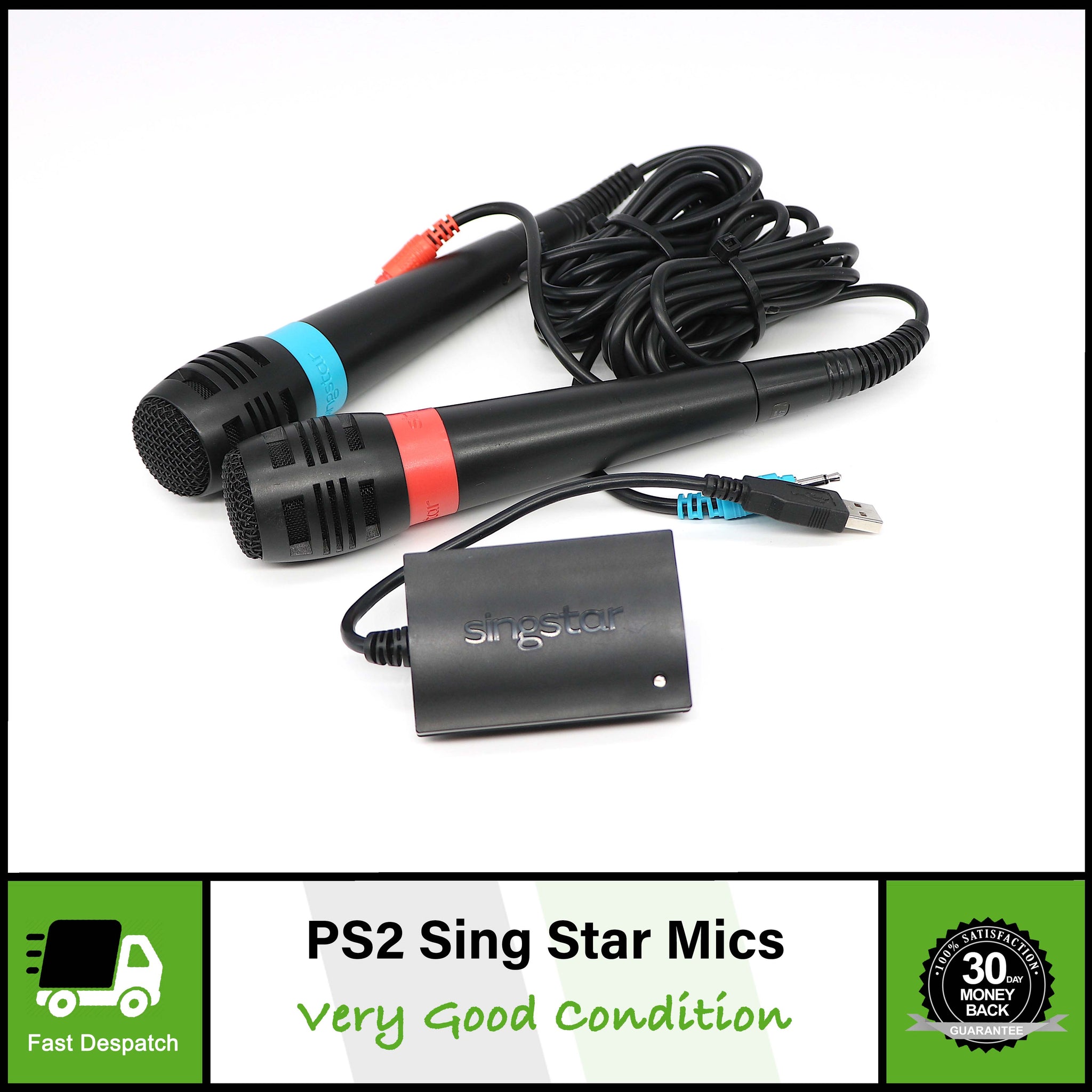 2 X Official Wired Singstar Microphones (Mics) Sony Playstation 2/3 PS2 PS3