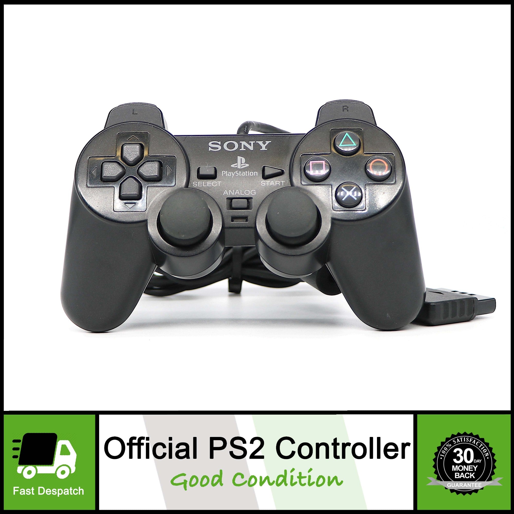 Official Sony Black Dualshock 2 Controller Control Pad for PS2 | VGC