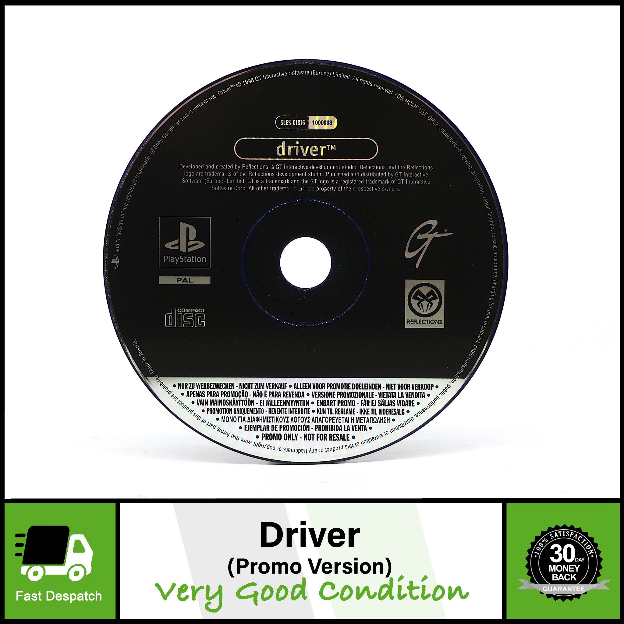 Driver | Sony PS1 PSOne PlayStation Game | Promo Version | Very Good Condition