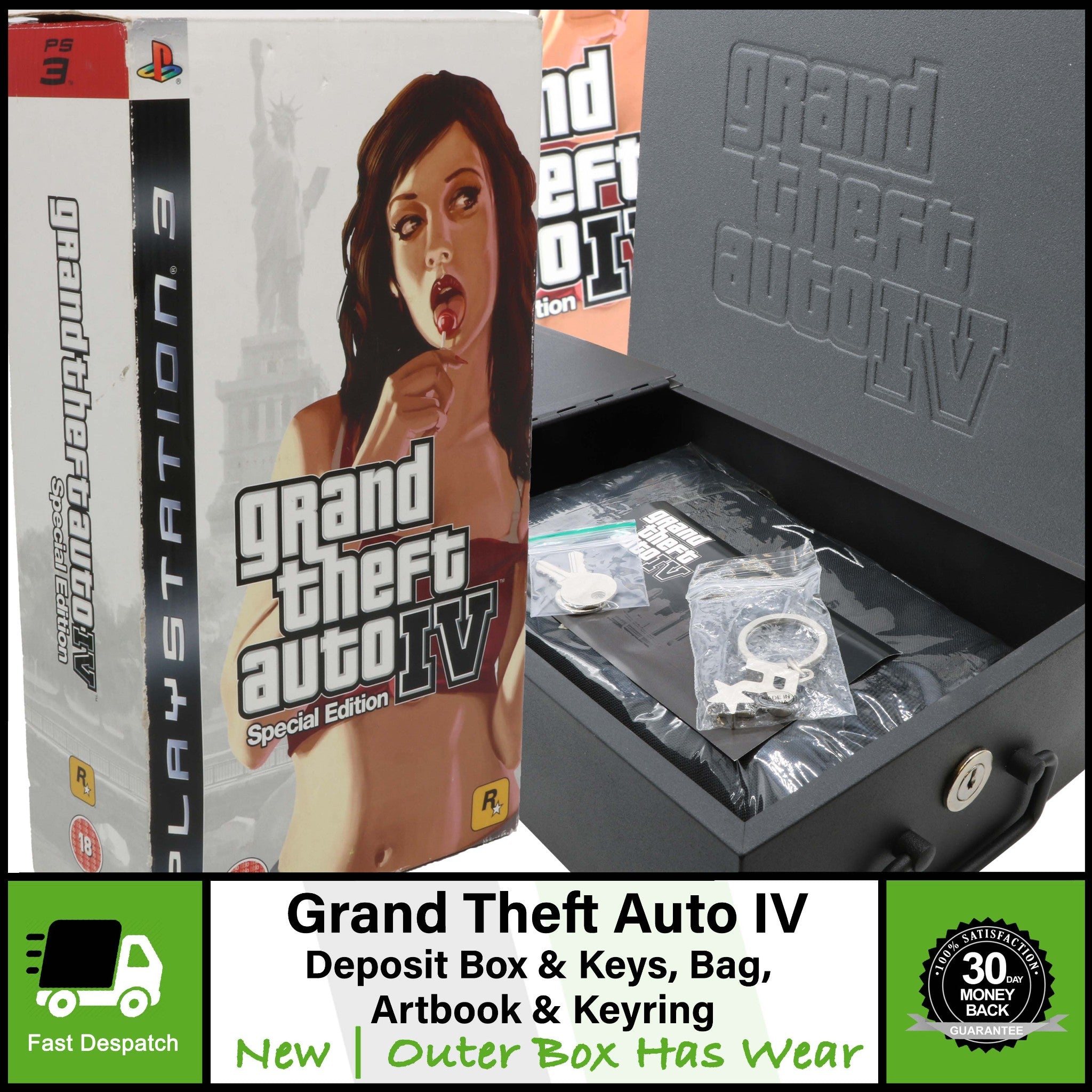 Grand Theft Auto IV GTA 4 Metal Safety Deposit Box Holdall Bag ArtBook Keyring