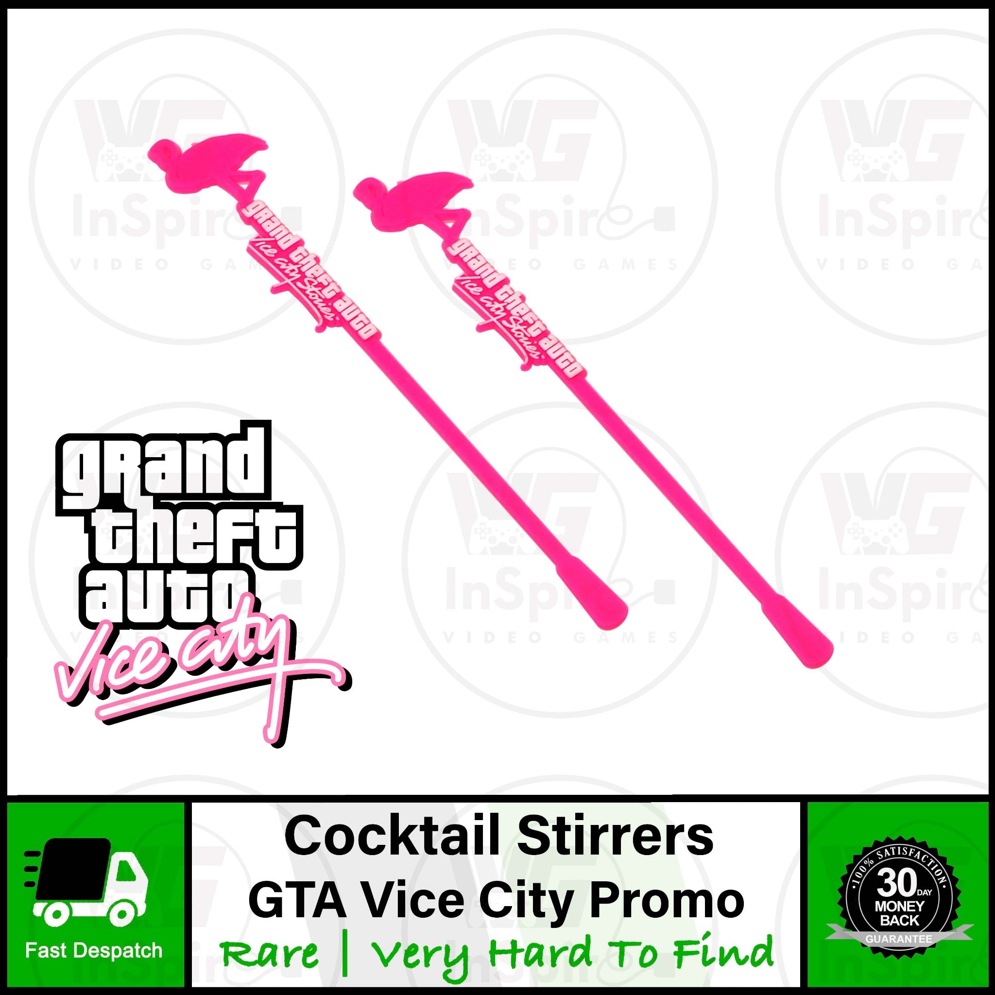 Grand Theft Auto (GTA) Vice City Cocktail Stirrers Sticks Flamingo | Rare Promo