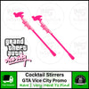 Grand Theft Auto (GTA) Vice City Cocktail Stirrers Sticks Flamingo | Rare Promo