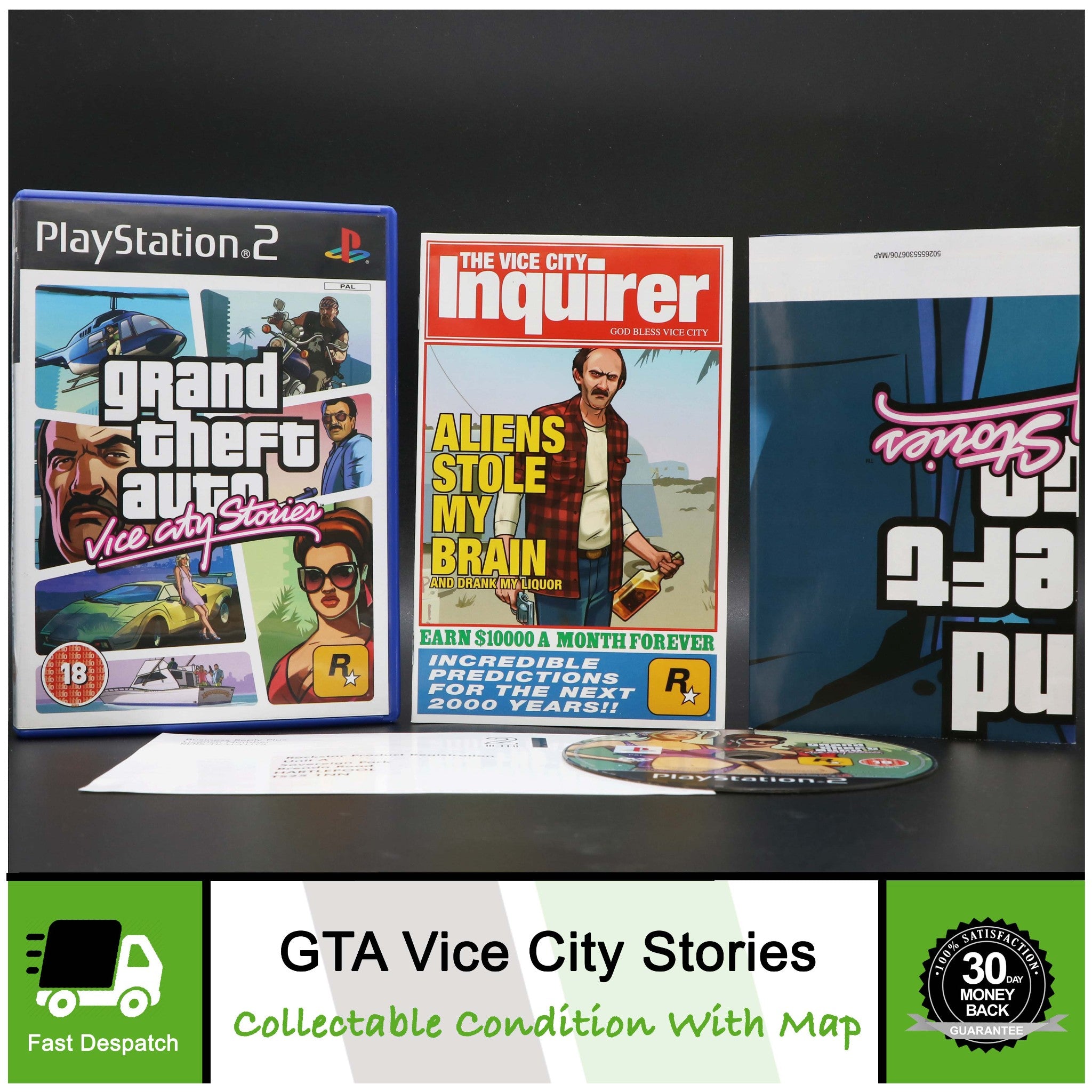 psp GRAND THEFT AUTO Vice City Stories + MAP (Works on US Consoles) Region  Free