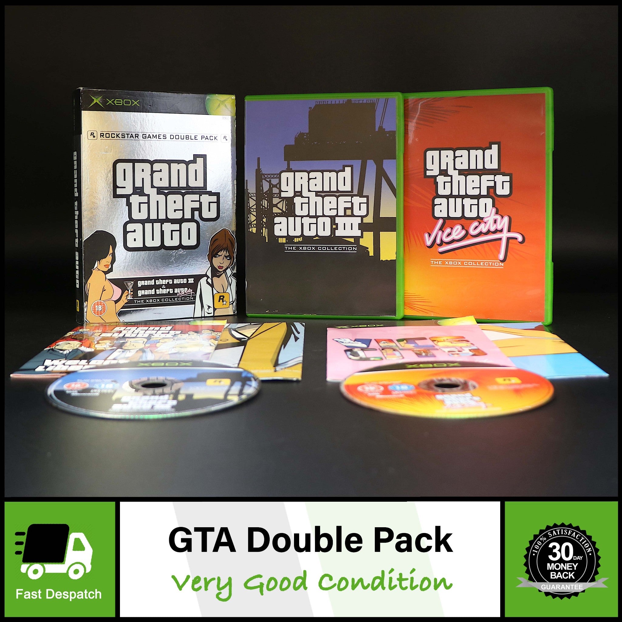 Grand Theft Auto III & Vice City Double Pack | Xbox Games With Maps | VGC