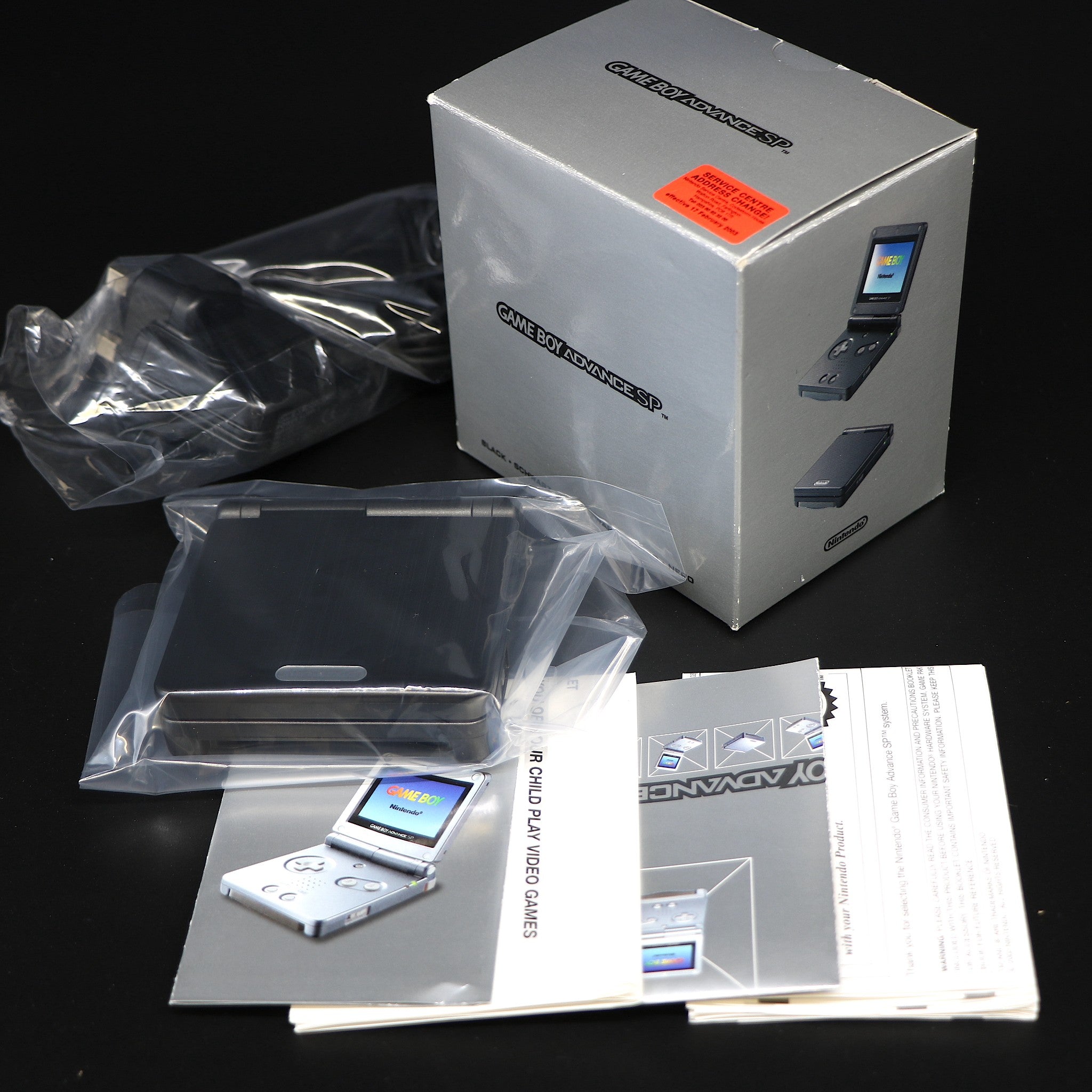 Black Nintendo Gameboy SP Advance | Portable Handheld Console | Mint & Boxed