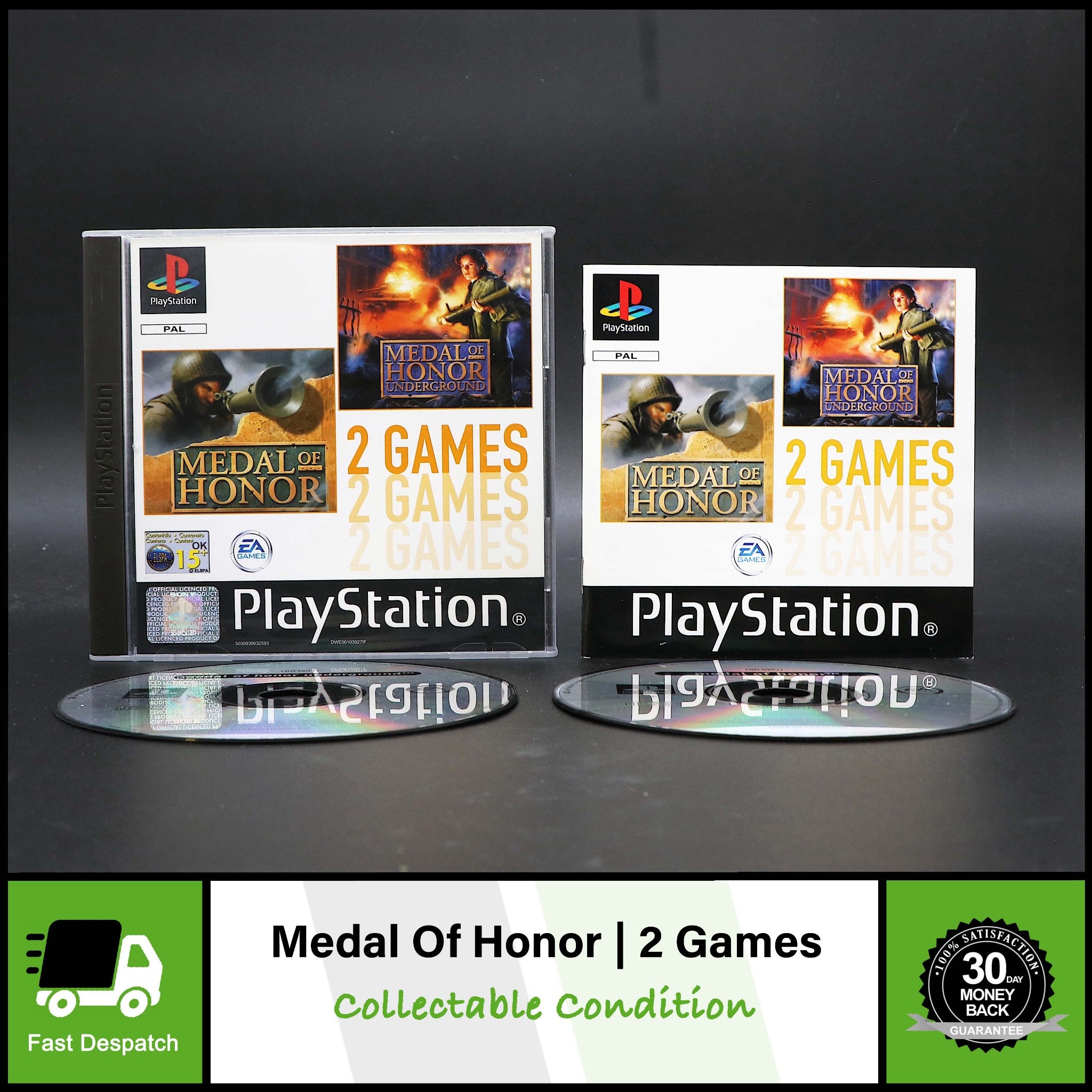 Medal of Honor & Underground - Sony PSONE PS1 - 2 Games - Collectable Condition