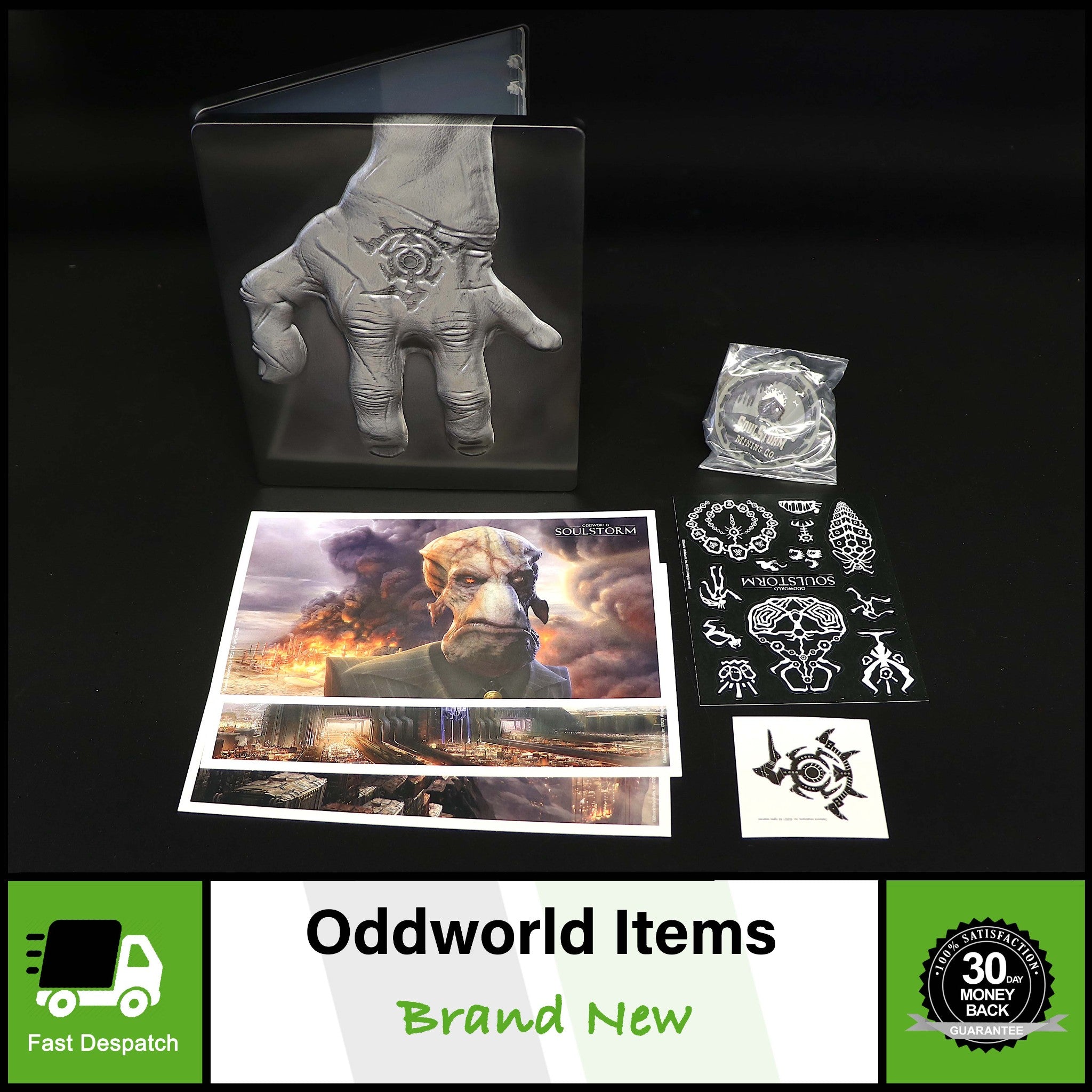 Soulstorm Oddworld Steelbook Keychain Postcard From Collectors Edition PS4 Game