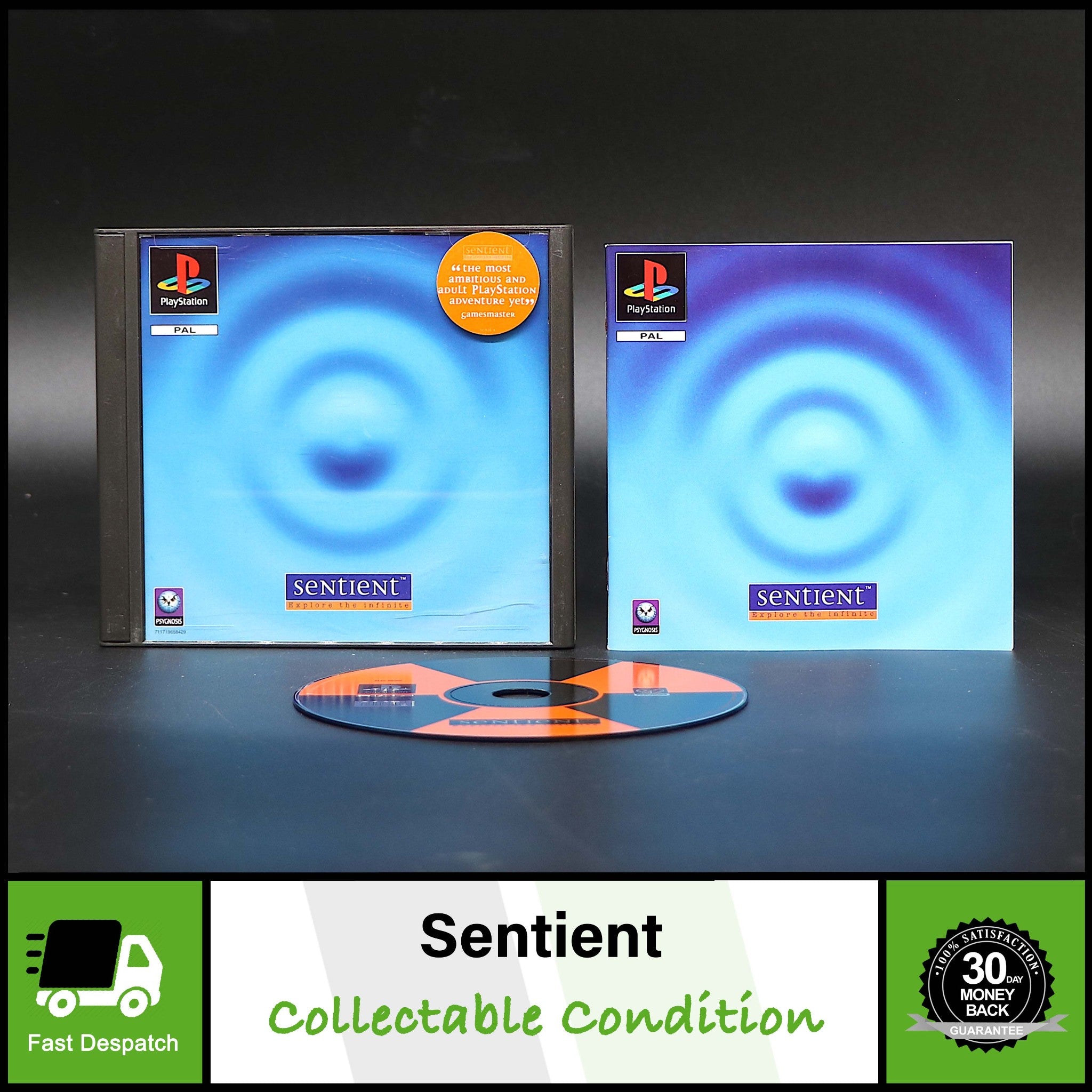 Sentient | Explore The Infinite | Sony PS1 PSOne Game | Collectable Condition!
