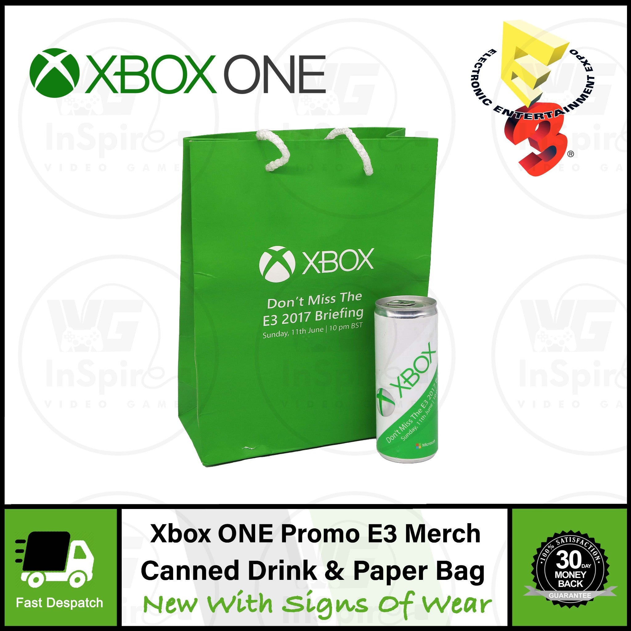 Microsoft Xbox One E3 Expo 2017 Canned Drink & Bag | Promo Merchandise